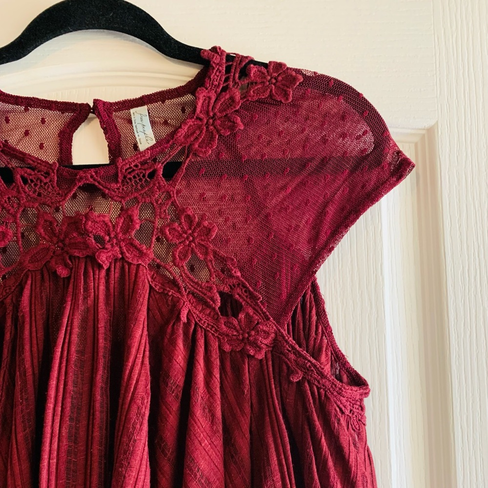 Free People Stars Align Lace Sleeve Swing Top - Picture 6 of 6